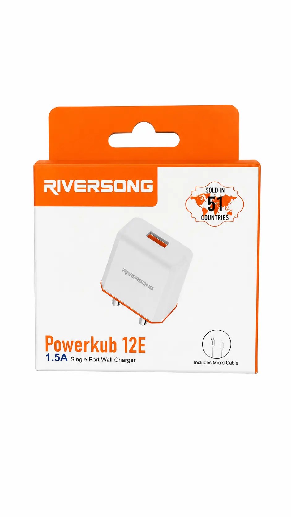 RIVERSONG POWERKUB 12E SINGAL PORT CHARGER WITH MICRO USB CABLE