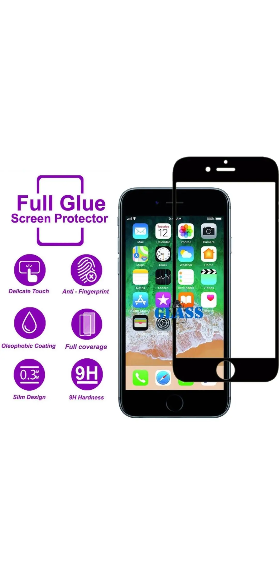 Super X Glass Tempered Super HD Quality For All Type Flat Display Model I phone 6+ I phone 7+ I phone 8+