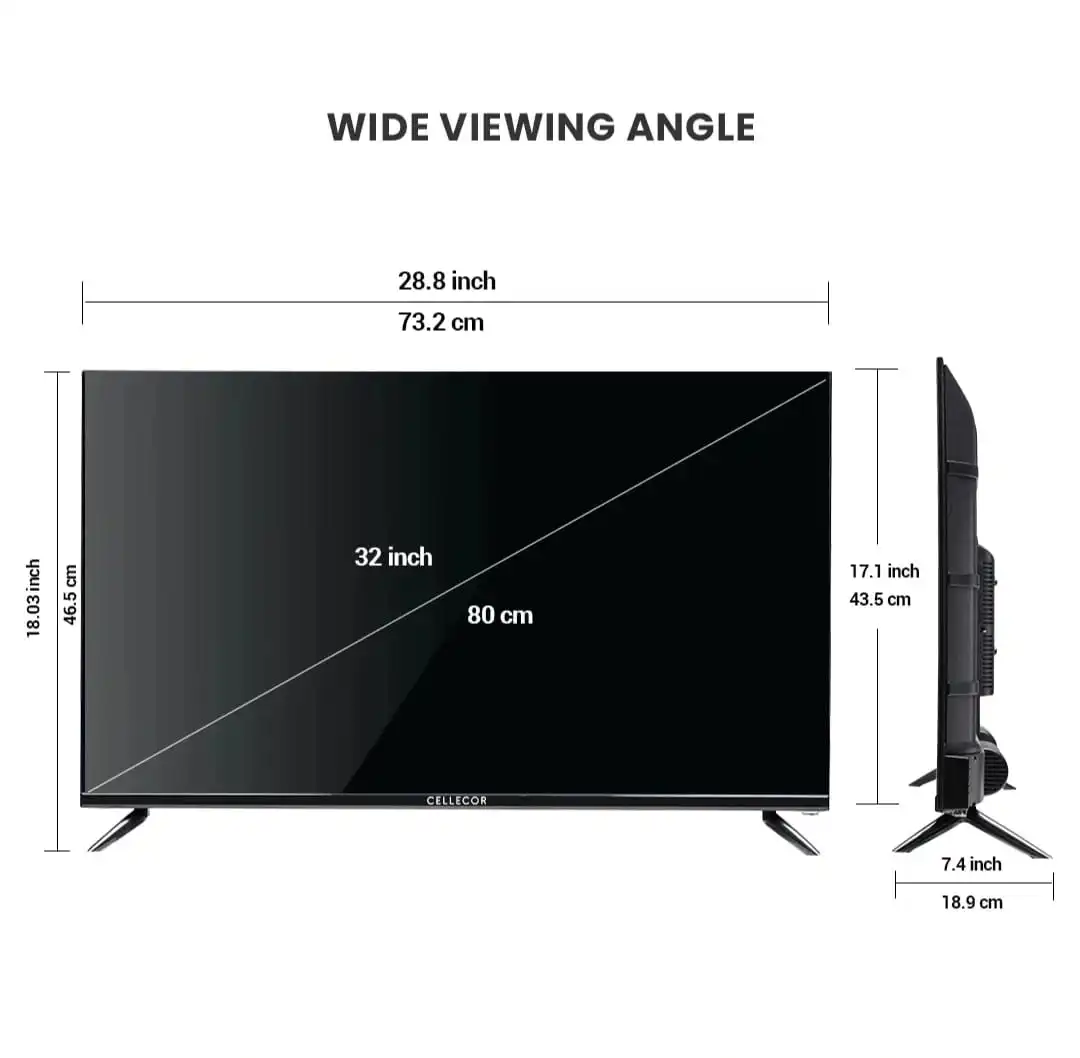 CELLECOR LED 32” FRAMELESS HD QLED TV | Bezel-Less Design SMART