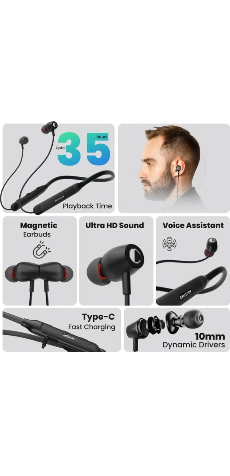 Cellecor BS-3, your ultimate Bluetooth V5.0 headset, engineered for seamless connectivity and unparalleled HD sound quality.