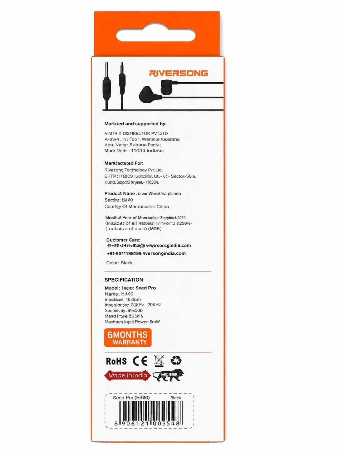 RIVERSONG SEED PRO STREAO SOUND HAND-FREE CALLING WITH COMFORT FIT