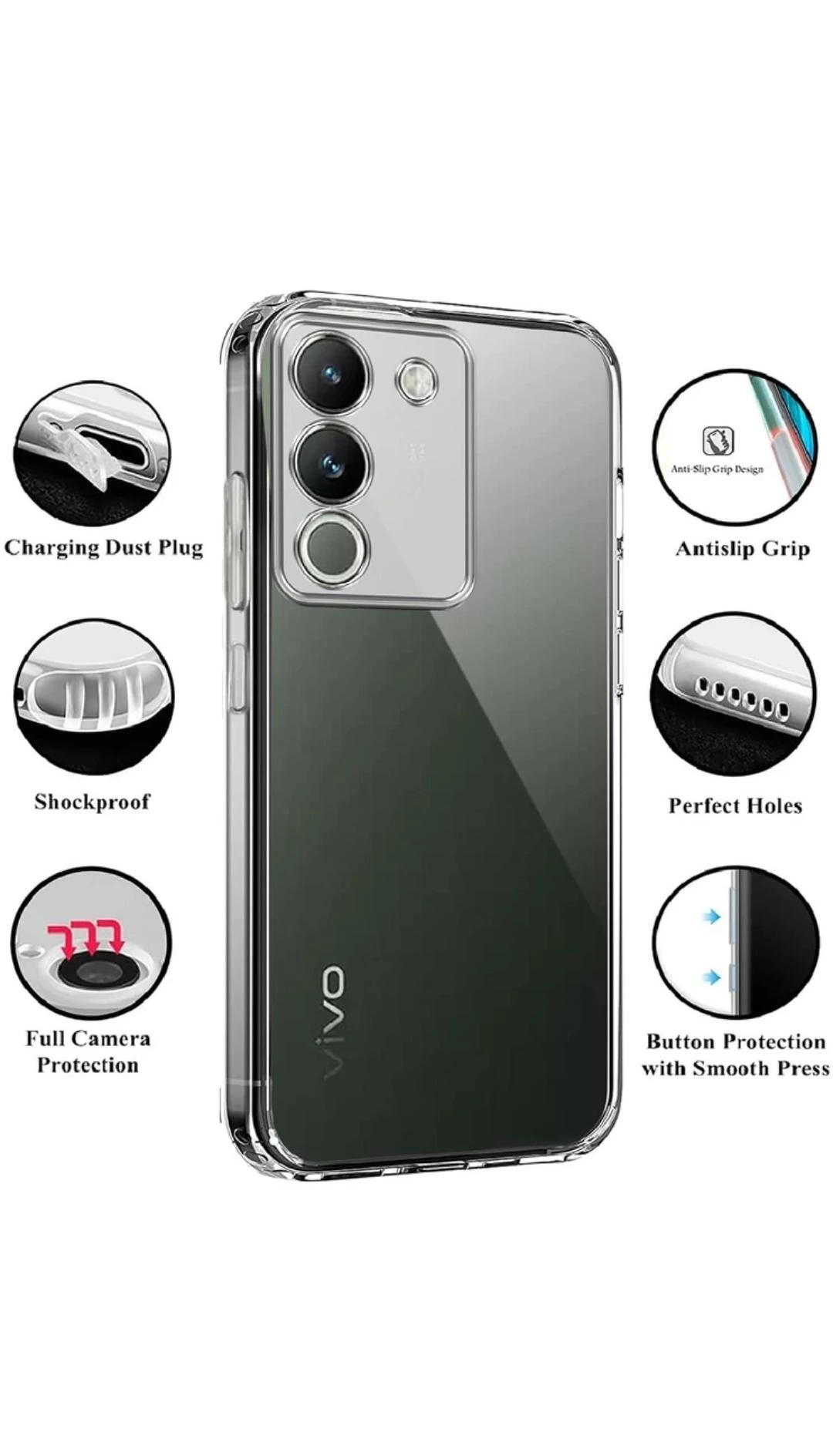Y200 5G Bumper Case Back Cover Clear Thin Soft Case for Vivo Y200 5G - Transparent