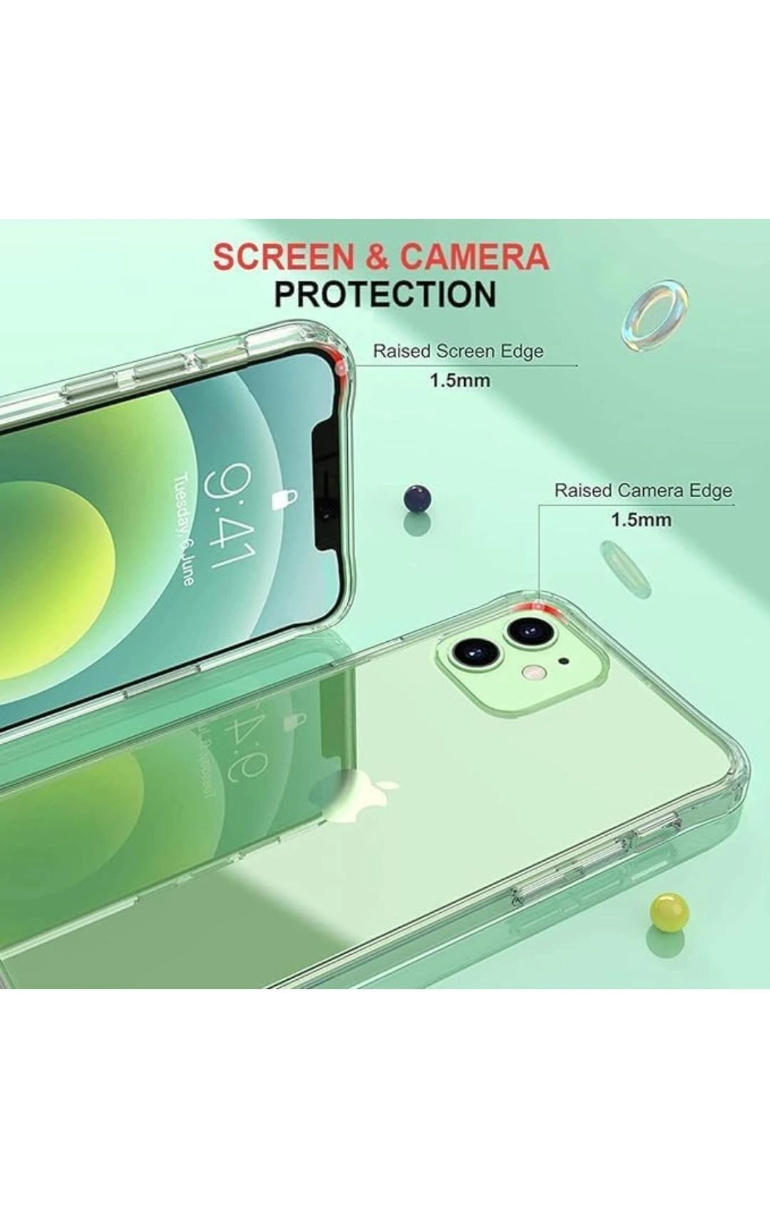 iPhone 12 Clear Case | Soft Flexible Slim-Fit | Full Body 360 Protection Shock Proof TPU Back Cover (Transparent)