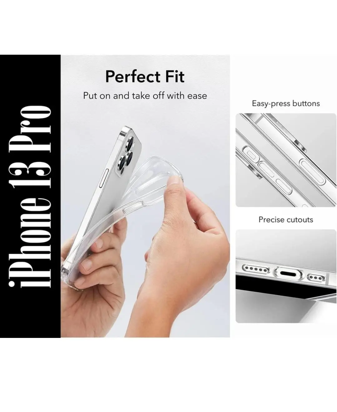 i Phone 13 Pro Soft Transparant Case | Soft Flexible Slim-Fit | Full Body 360 Protection Shock Proof TPU Back Cover (Transparent)