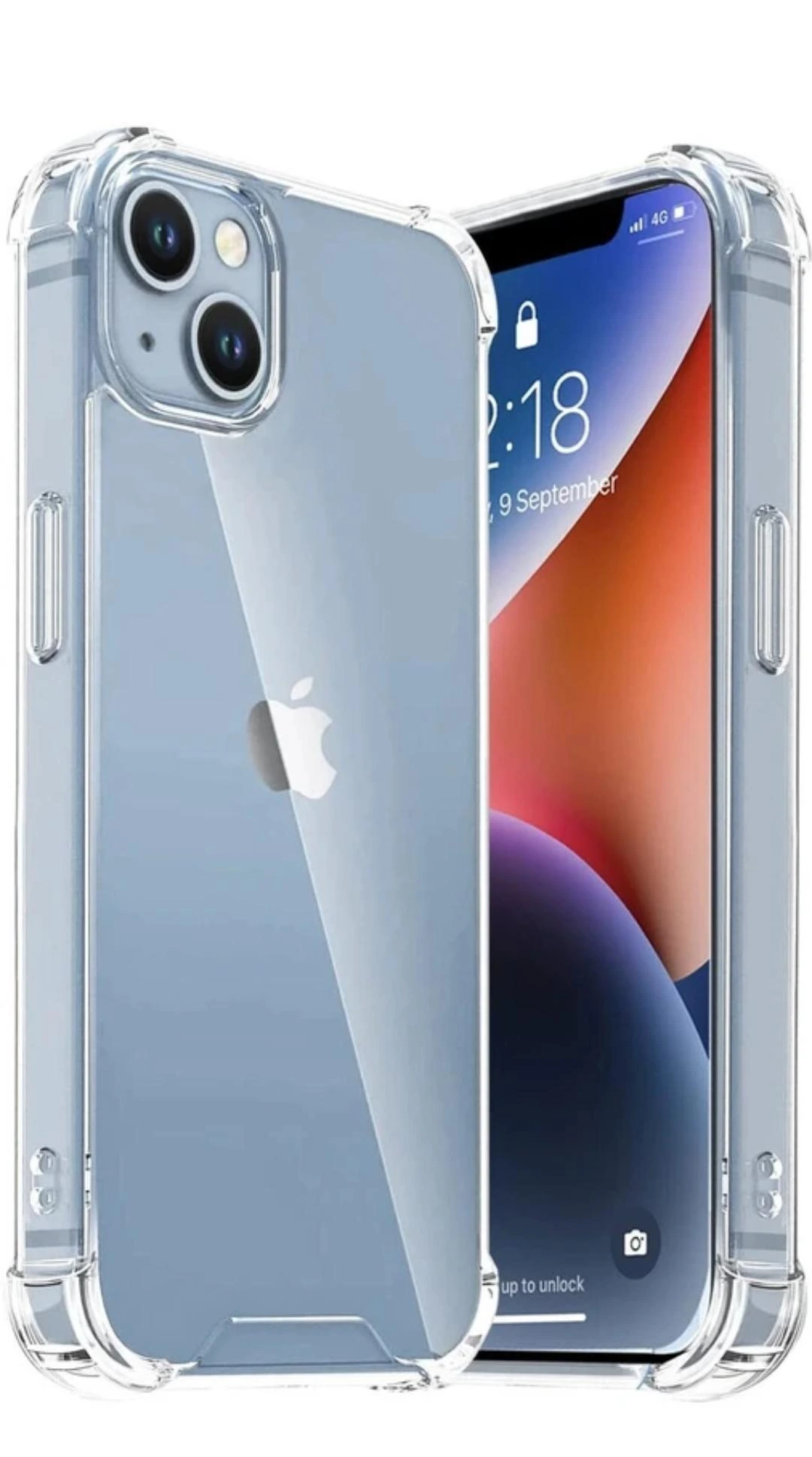 IPhone 14 Plus Clear Case | Soft Flexible Slim-Fit | Full Body 360 Protection Shock Proof TPU Back Cover (Transparent)
