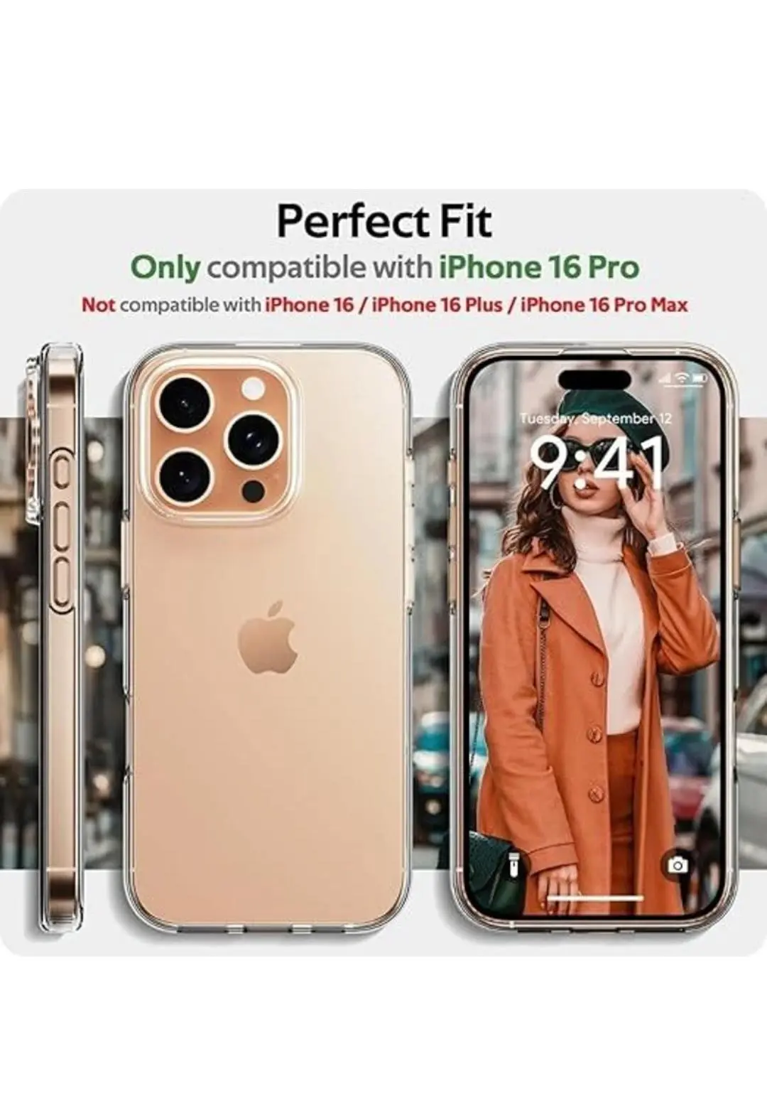 iPhone 16 Pro, Clear Transparent, Durable Hybrid Structure - Polycarbonate + TPU | Crystal Clear