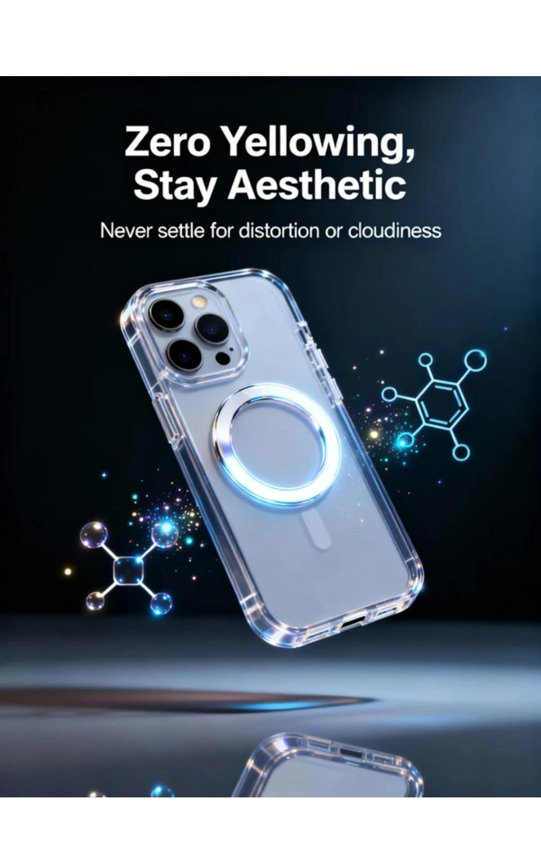anti yellow Back Case for iPhone 13 Pro Max | Crystal Clear Transparent | MagSafe Compatible Cover | Shockproof Hard PC & Soft TPU Bumper | Camera Protection | Anti-Yellowing