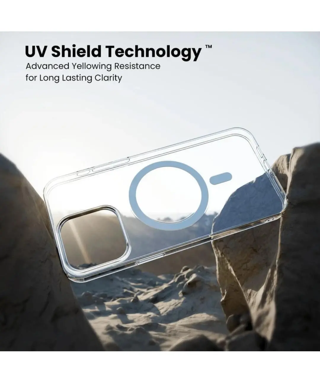 Yellow Crystal Clear Hard Case Cover Compatible with iPhone 15 Pro with Magnetic Mag-Safe Wireless Charging Support, Shockproof Hard Back Cover (Transparent)