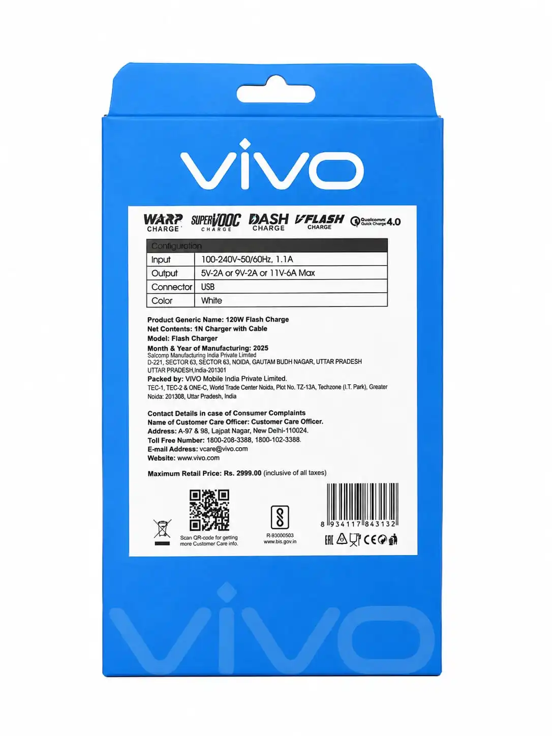 Vivo Fast120W Flash Adapter for Your Divice with 6 month warrenty