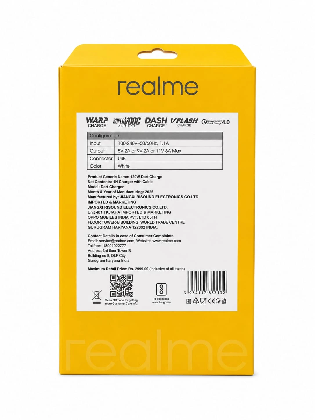 Realme 120W SuperVOOC Power Adapter with Type-C Cable | Ultra-Fast Charging Wall Charger 6 Month Warrenty