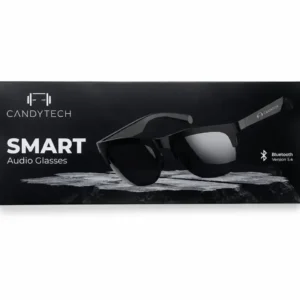 Candytech Air Vision Smart Glasses with Bluetooth V5.4, Open Ear Music, Handsfree Calls, Eye Protection, 7Hrs Playtime, Lightweight & Stylish Wireless Sunglasses, Connect with Phones/Tablets (Black)
