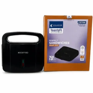 Cellecor CST700 ToastyFi 750W OutPut Power Sandwich Maker | Non-Stick Griddle Plates | Cool Touch Handle with Lock | Ready Indicator Light | Scratch Resistant Body