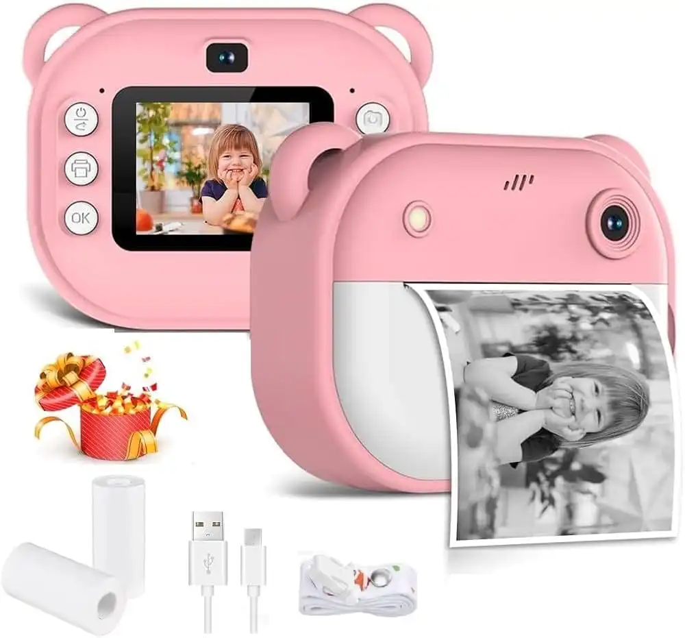 Disital Photo Camera Printer Toy For Kids With Printer Feature,Gifting (pink)