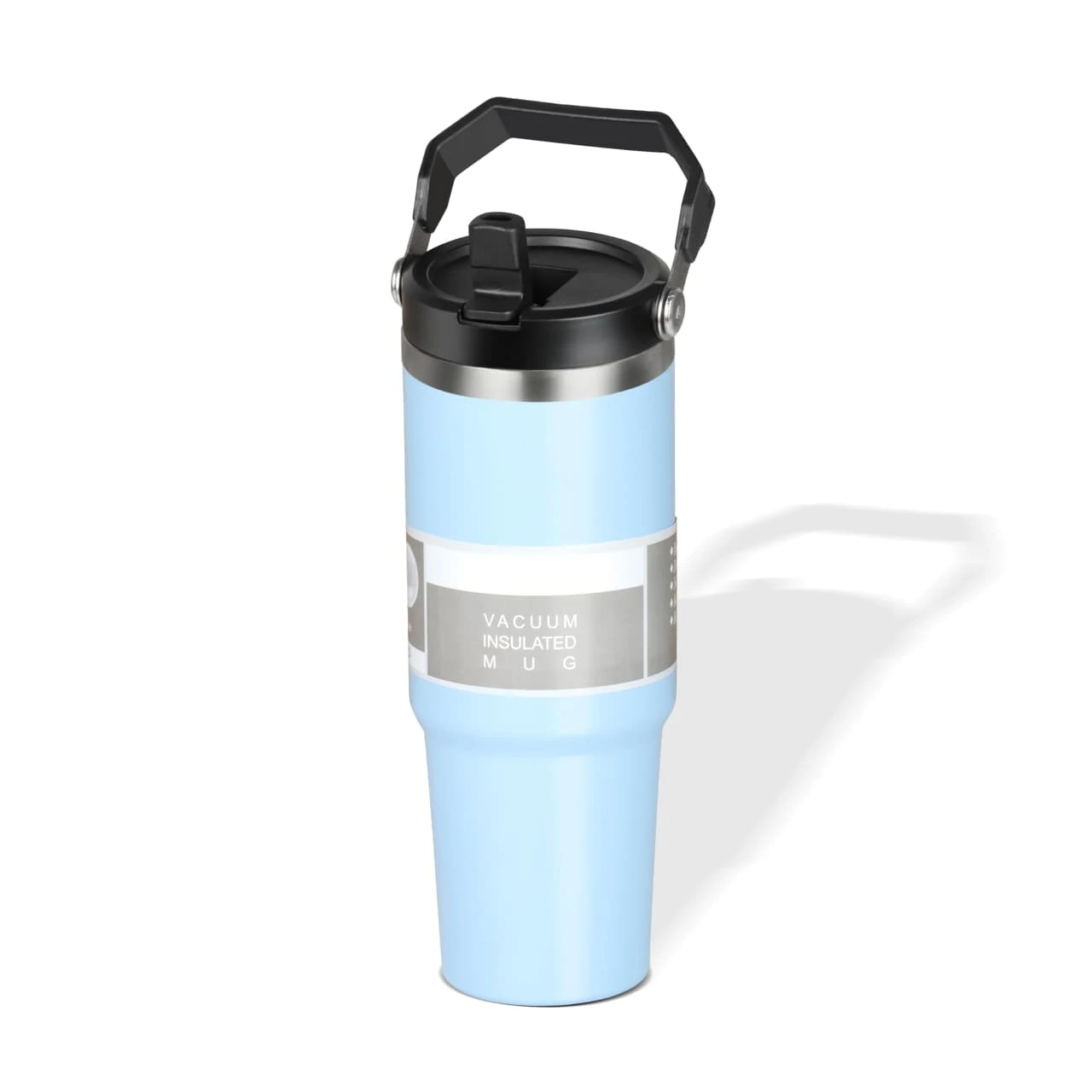 Vacumm Insulated stainless steel Tumbler Bottle With Straw And Side Handle Leakproof Flip Lid Sipper Cup Hot & Cold Travel Mug For Office Gym Car & Daily Use Colour Blue.