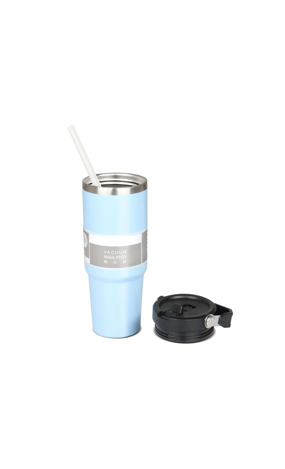 Vacumm Insulated stainless steel Tumbler Bottle With Straw And Side Handle Leakproof Flip Lid Sipper Cup Hot & Cold Travel Mug For Office Gym Car & Daily Use Colour Blue.
