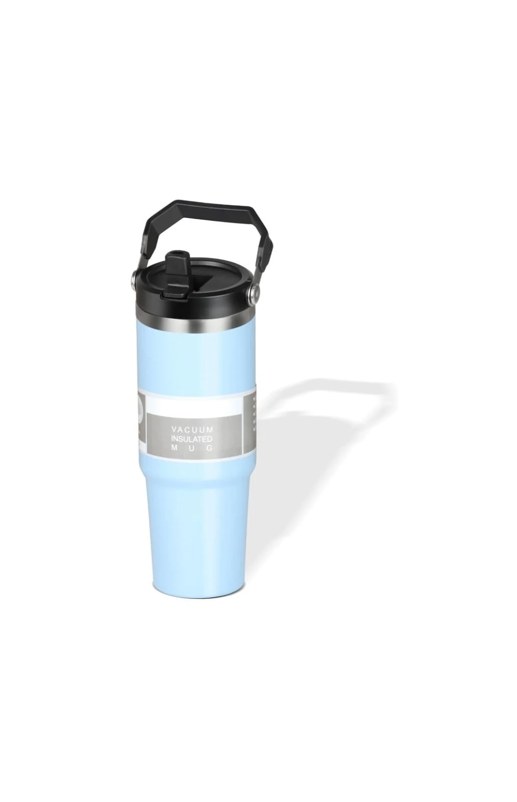 Vacumm Insulated stainless steel Tumbler Bottle With Straw And Side Handle Leakproof Flip Lid Sipper Cup Hot & Cold Travel Mug For Office Gym Car & Daily Use Colour Blue.
