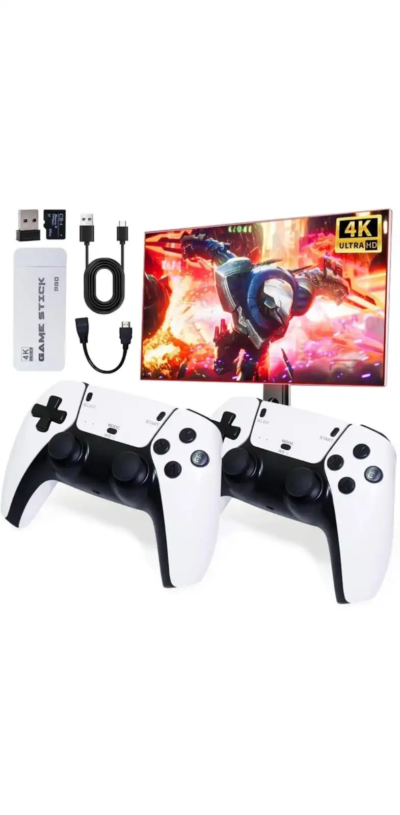 RetroX Wireless Game Console, 2.4G, 24000 Games, Dual Controllers, HDMI TV Output, 128GB TF Support, Plug & Play, for Kids & Adults.