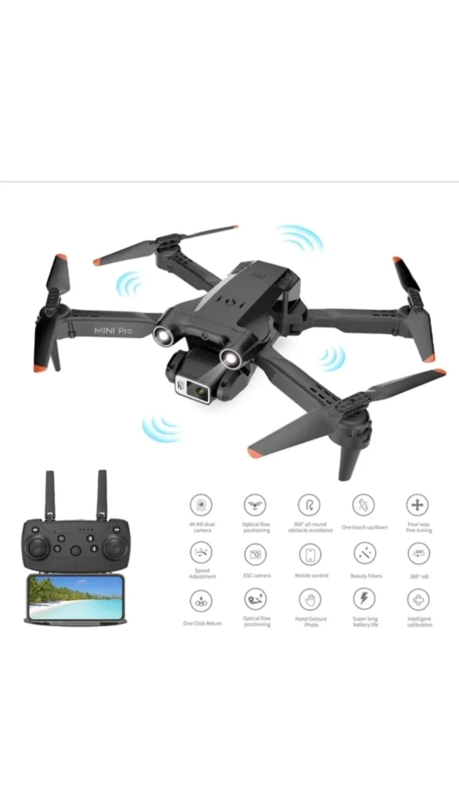 drone with dual 4k camera for adults wifi FPV RC quadcopter with camera for kids and adults.B2