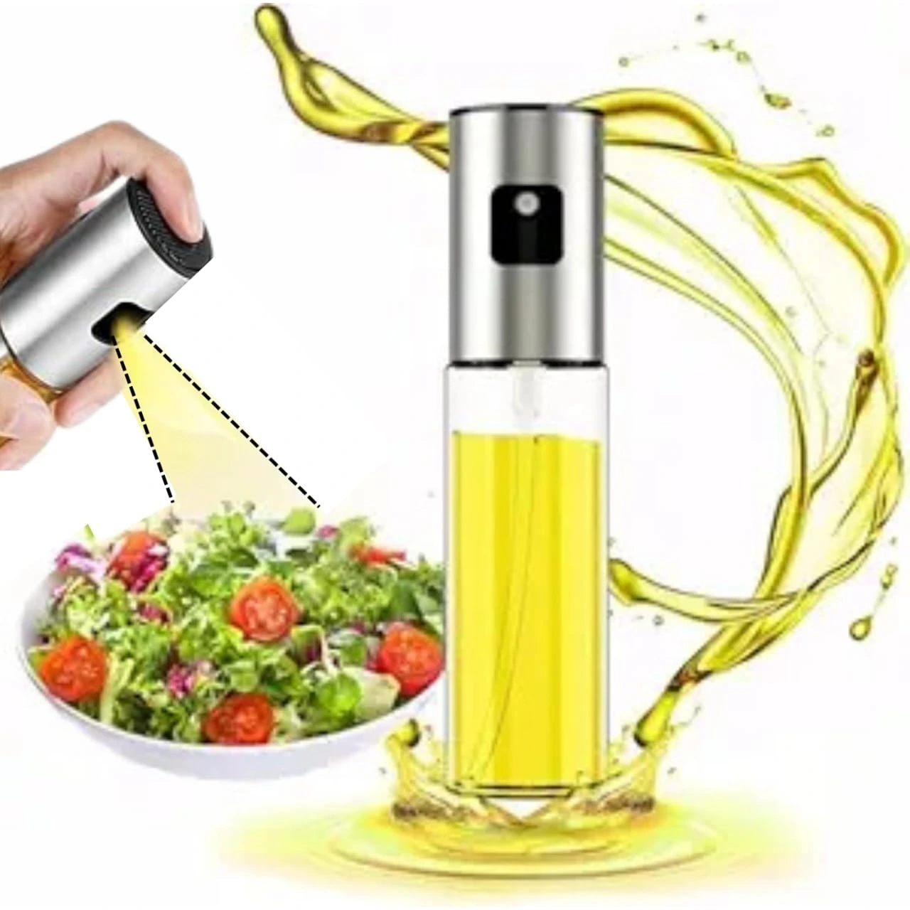Stainless Steel Oil Sprayer for Cooking, Olive Oil Spray Mister, 100Ml Oil Dispenser Bottle with Funnel for Cooking Air Fryer, Bbq, Salad, Baking, Roasting, Grilling, Pack of 1
