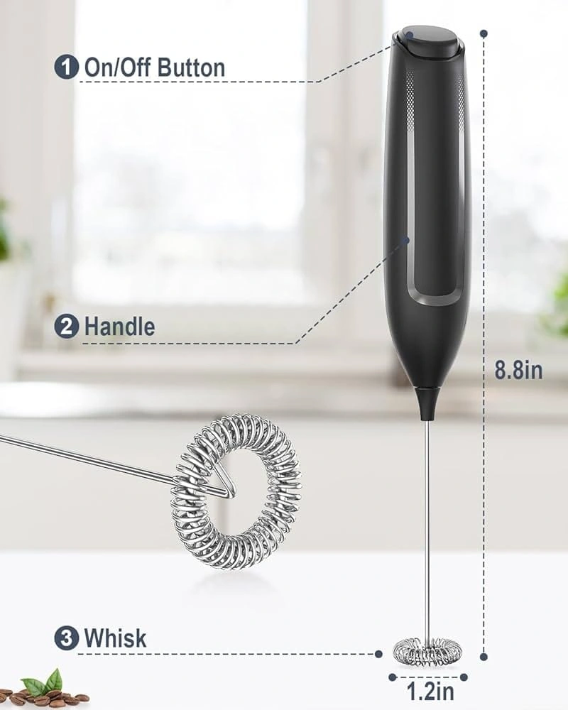 Electric Milk Frother Designed for coffee lovers and home kitchens, this USB rechargeable frother.