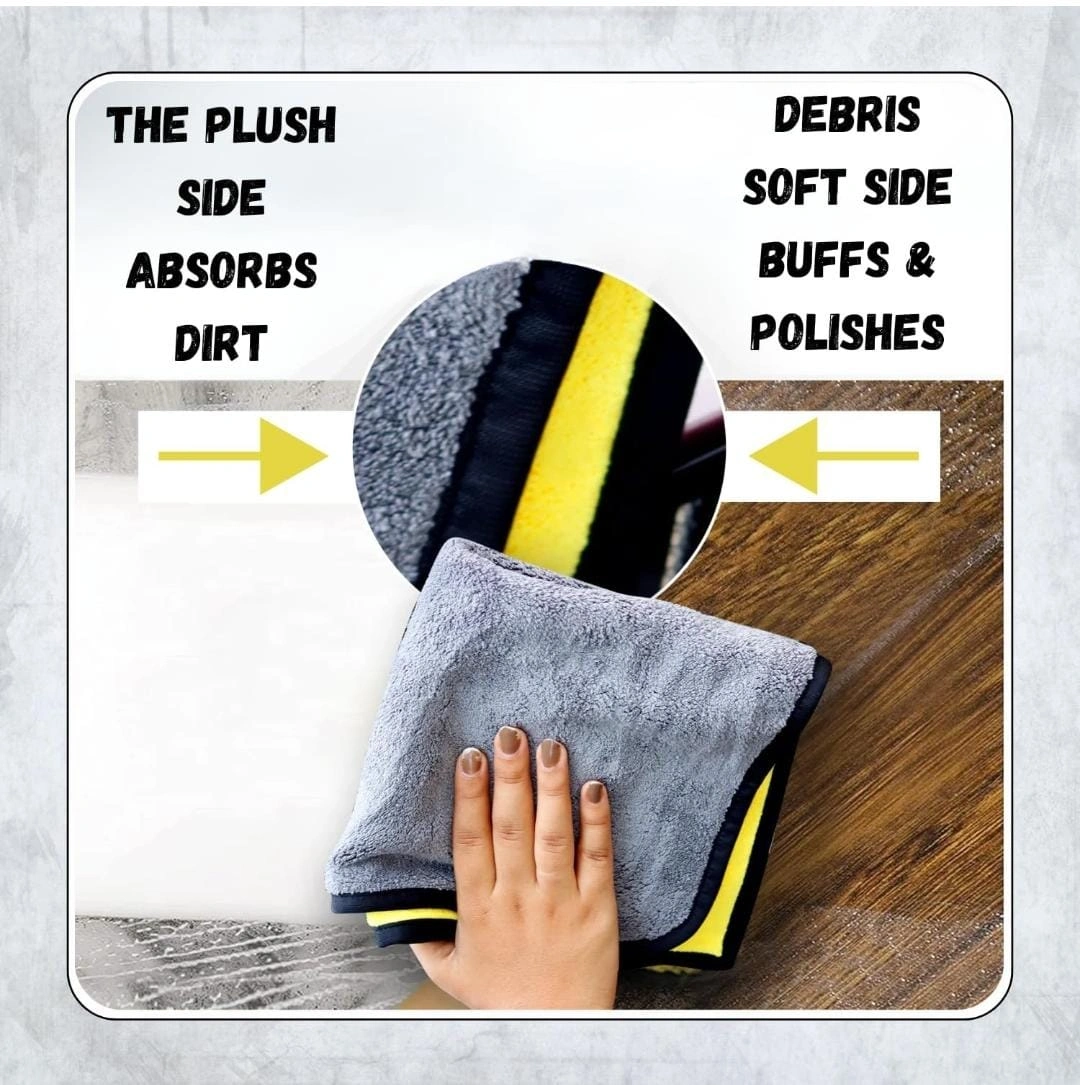 Auto Hub 800 GSM Heavy Microfiber Cloth for Car Cleaning and Detailing, Dual Sided, Extra Thick Plush Microfiber Towel Lint-Free, 40cm x 40cm, Pack of 1, Multicolor