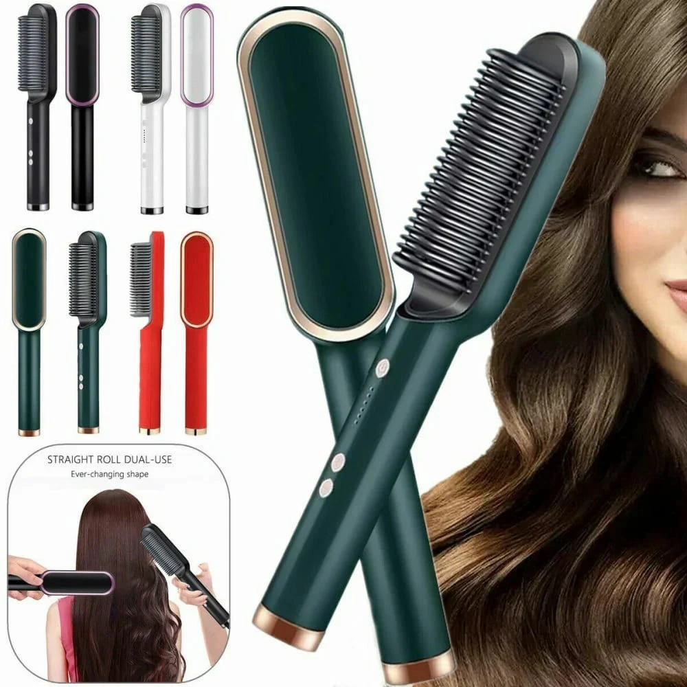 Ceramic Hair Straightening comb for Women | Ionic Anti-Frizz Electric Straightener Comb | 5 Heat Settings | 30 Sec Fast Heating | Anti-Scald Hair Styler for Smooth, Silky & Frizz-Free Hair
