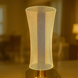 3D Acrylic Gold Base Led Lamp , Touch Control For Bedroom, Home Décor_399 Table Lamp (7 cm, Gold)