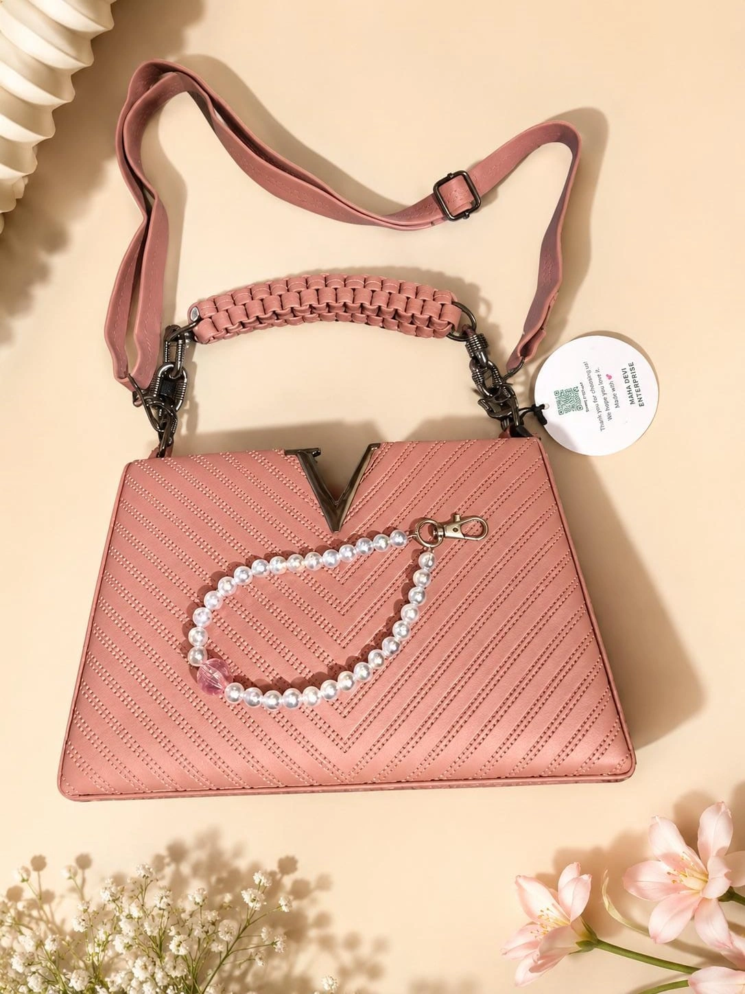 Premium quality women's handbag with elegant quilted design with 3 smart colour,