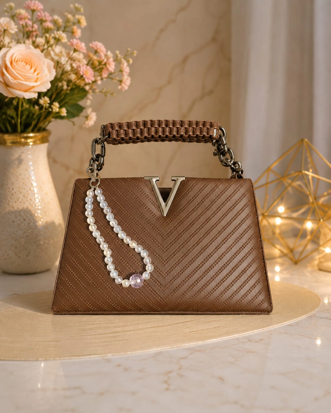 Premium quality women's handbag with elegant quilted design with 3 smart colour,