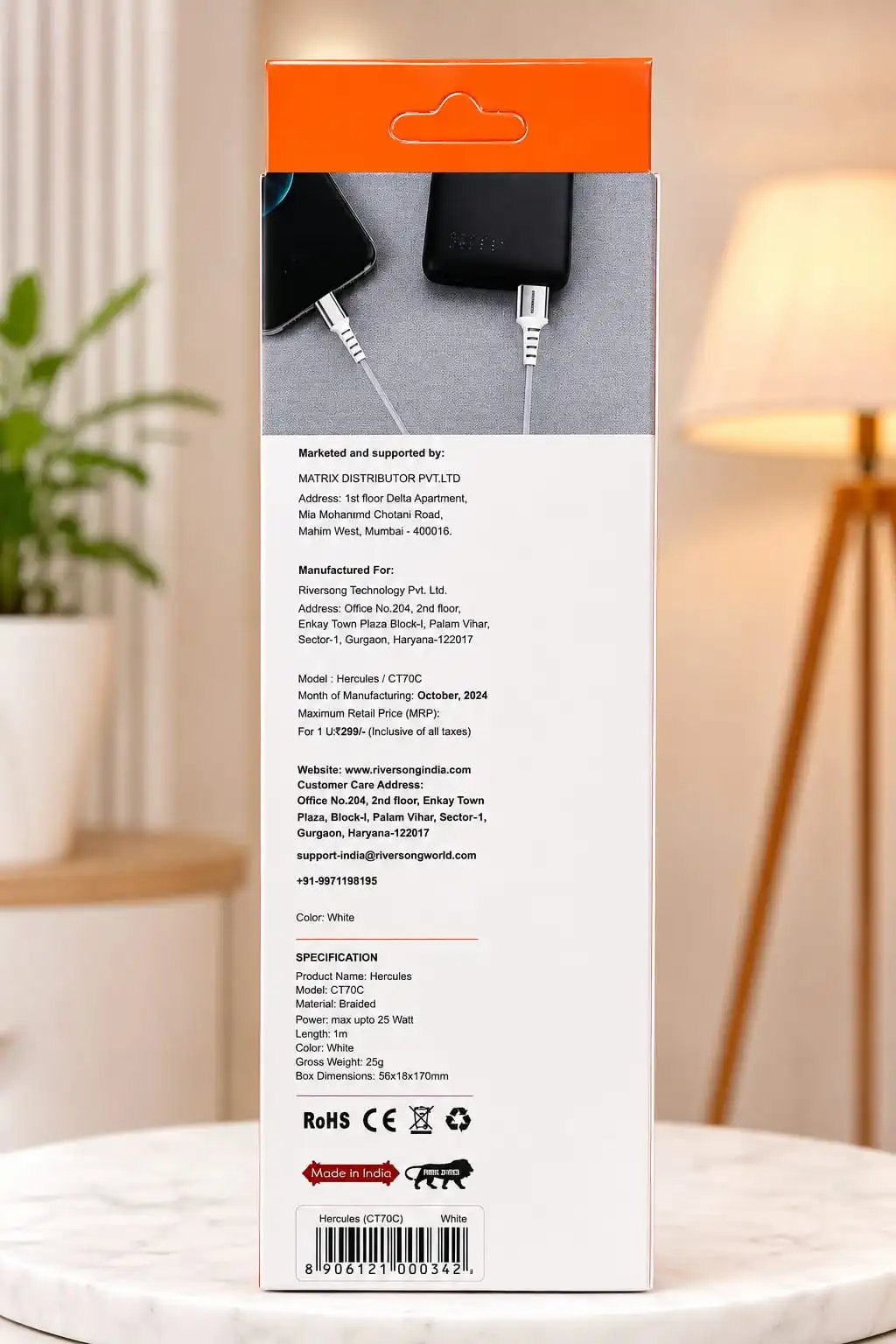 Riversong 25W Fast Charging – Delivers fast and stable charging for Type-C compatible smartphones, tablets, and other devices.