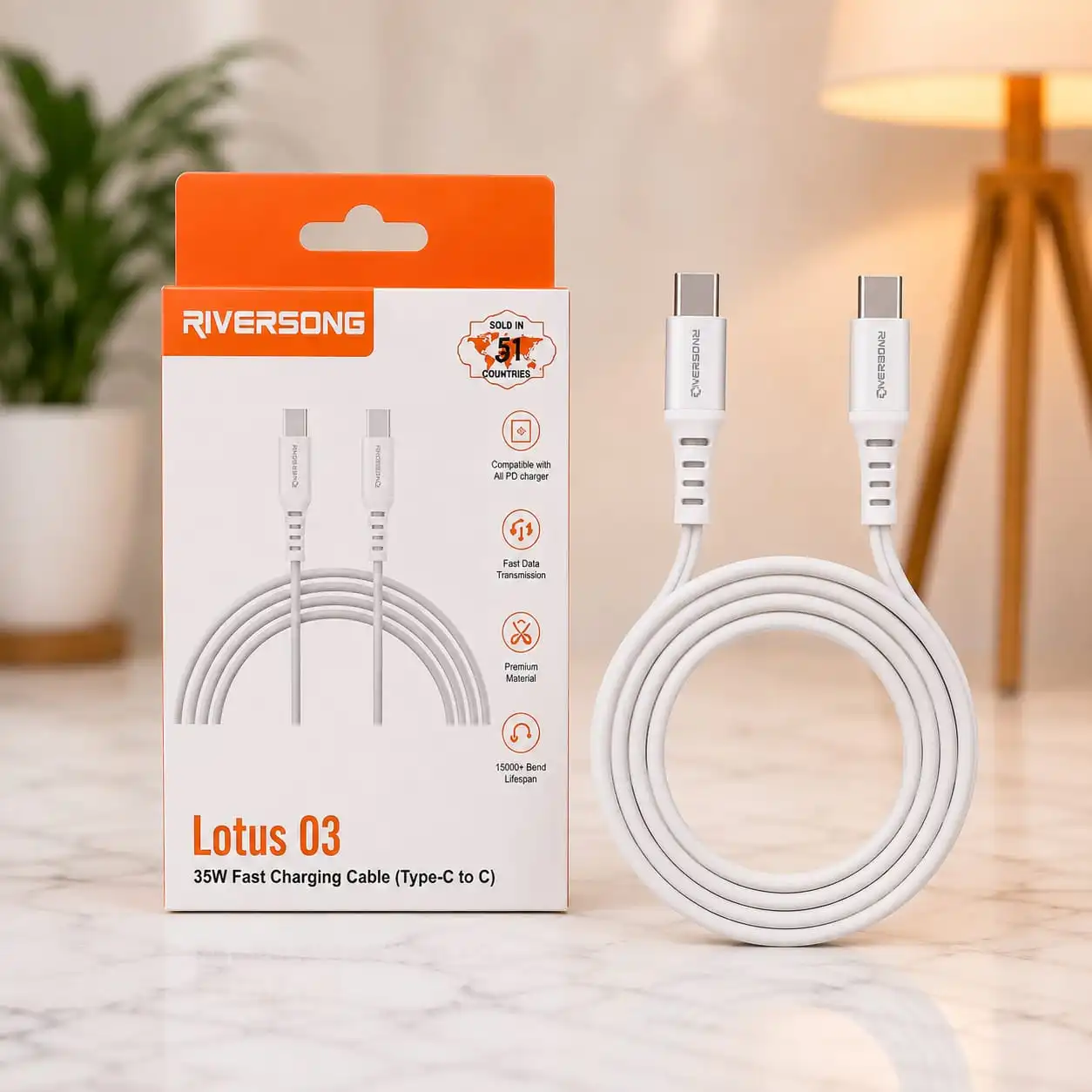 Riversong 35W Fast Charging: Supports high-speed charging for USB Type-C devices with reliable performance