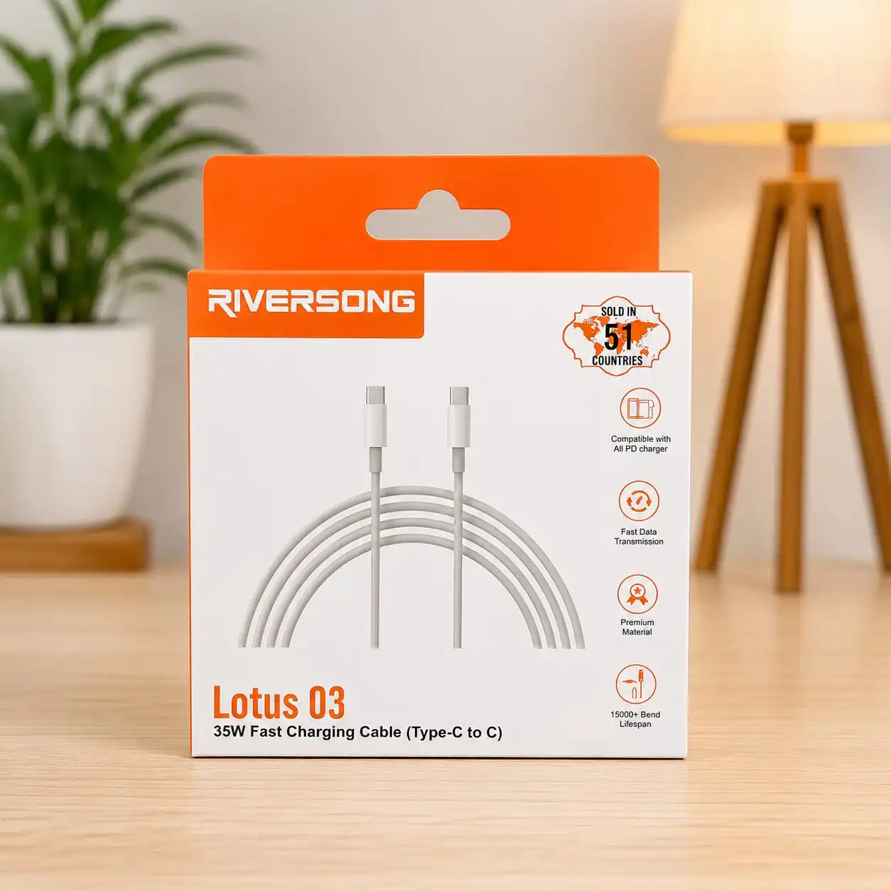 Riversong 35W Fast Charging: Supports high-speed charging for USB Type-C devices with reliable performance