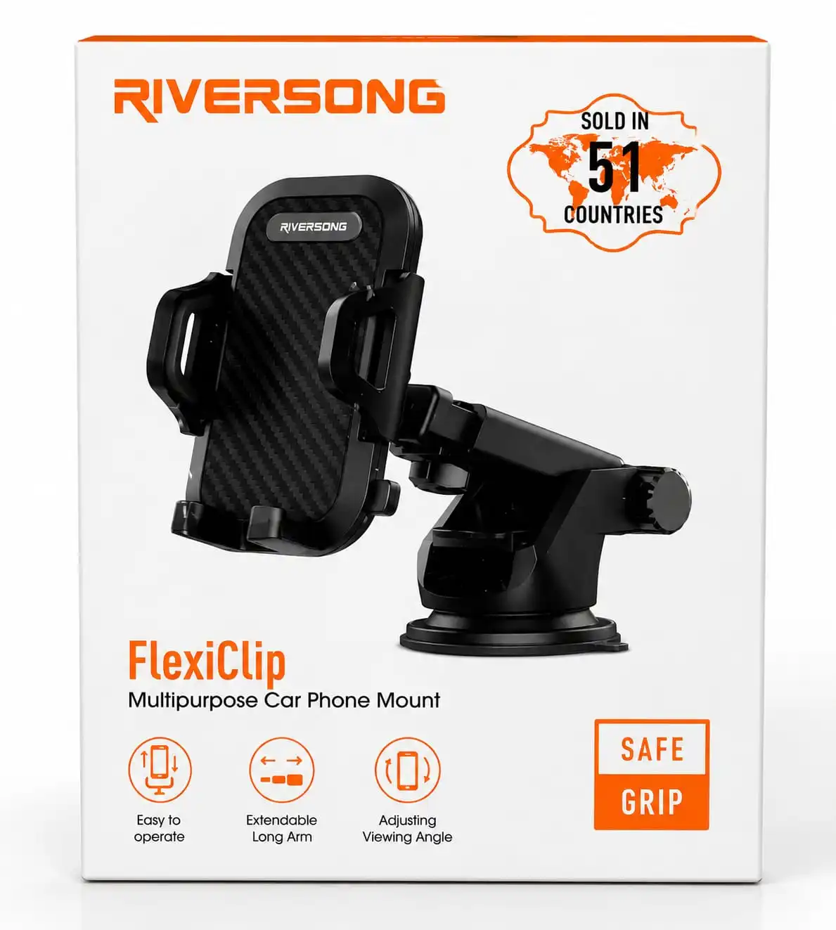Riversong Secure & Stable Grip – Strong clamp holds your smartphone firmly, even on bumpy roads.
