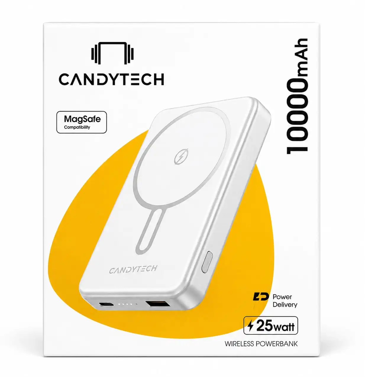 CANDYTECH 10000mAh MagSafe Wireless Power Bank | 25W PD Fast Charging | 15W Wireless Charging. with 6 Month Warrenty