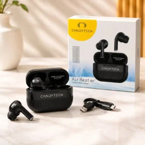 CANDYTECH AirMaster TWS Earbuds. Featuring Bluetooth 5.5, Deep Bass, Gaming Mode, IPX5 Water Resistance, touch controls,(with 6 month warrenty)