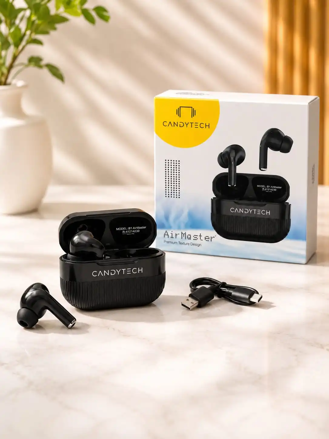 CANDYTECH AirMaster TWS Earbuds. Featuring Bluetooth 5.5, Deep Bass, Gaming Mode, IPX5 Water Resistance, touch controls,(with 6 month warrenty)