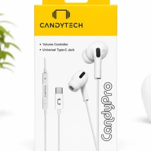 CandyTech CandyPro Type-C Wired Earphones – Stylish Design, Clear Sound & Convenient Volume Control for Everyday Listening.”