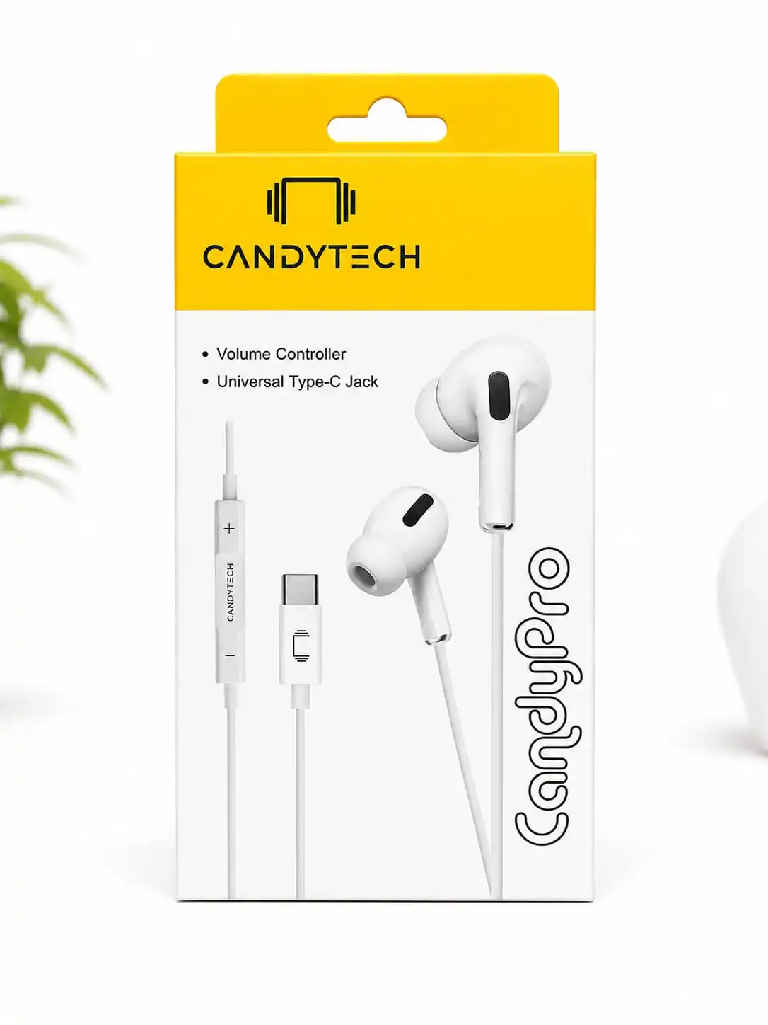 CandyTech CandyPro Type-C Wired Earphones – Stylish Design, Clear Sound & Convenient Volume Control for Everyday Listening.”