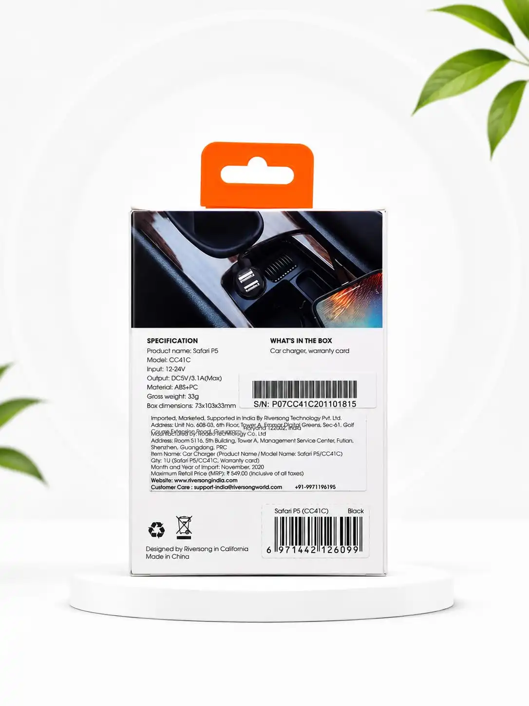 RIVERSONG Safari P5 Car Charger⚡3.1A Fast Charging for quick and efficient charging