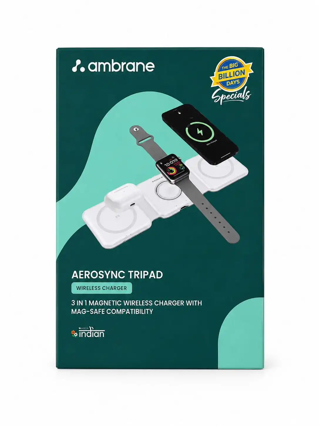 Ambrane AeroSync Tripad – 3-in-1 Wireless Charger ⚡(With Warrenty Online )