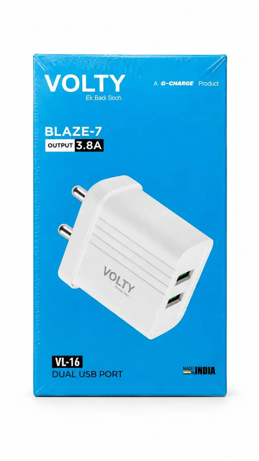 VOLTY BLAZE-7 Dual USB Charger ⚡VL-16 🔌 Dual USB Port for convenient charging 3.8A With Warrenty