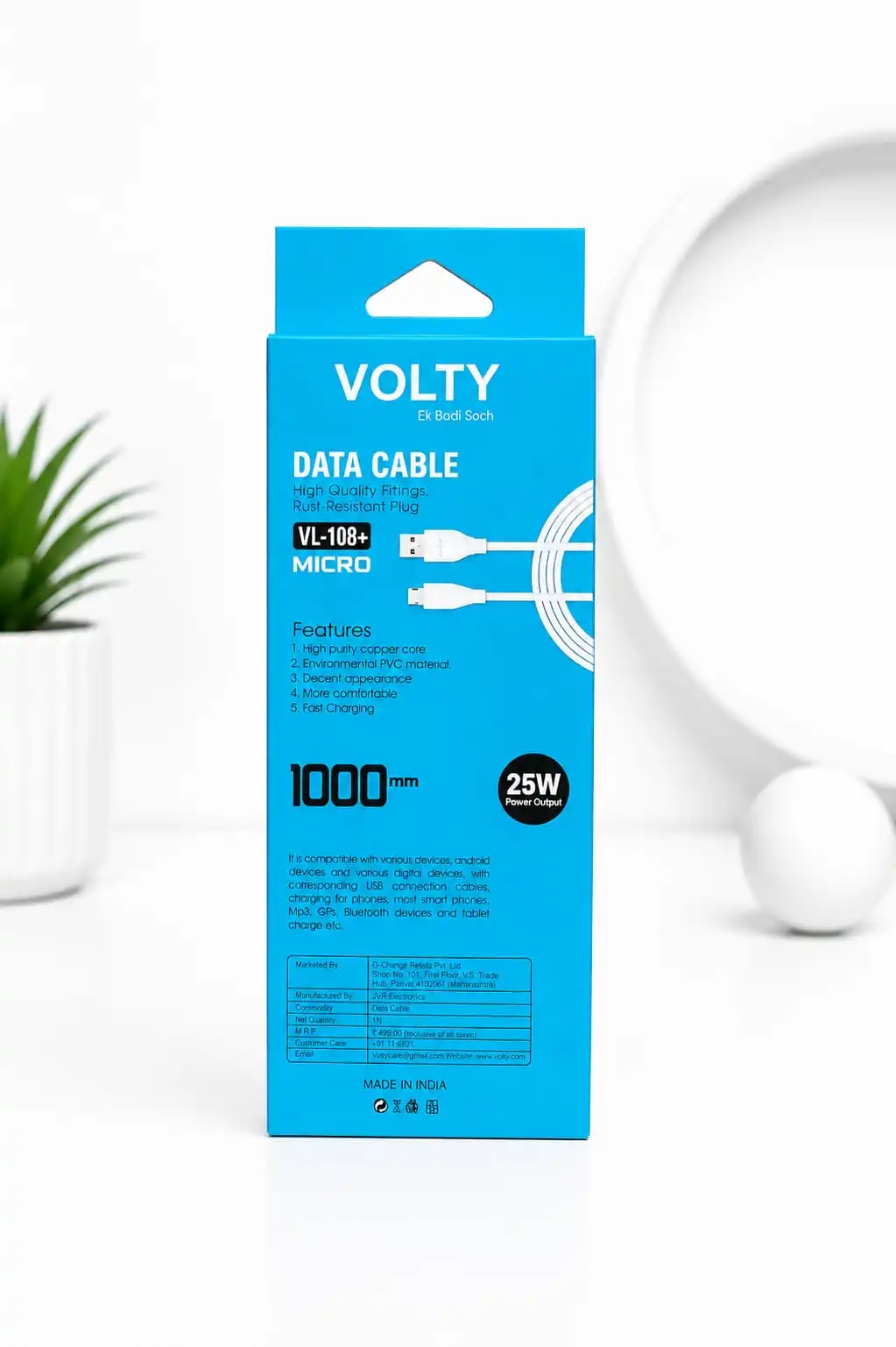 🔌 Volty VL-108+ Micro Data Cable Premium Data Cable for Fast & Reliable Charging ⚡
