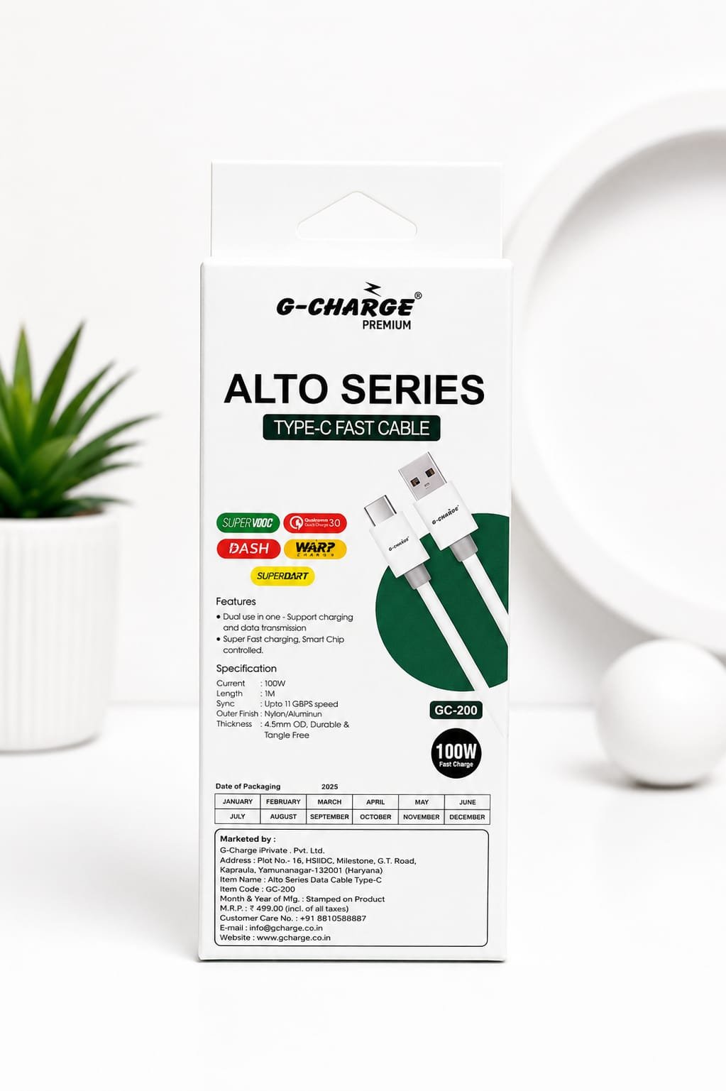 ⚡ G-CHARGE ALTO SERIES – Type-C Fast Cable (6 month warrenty)