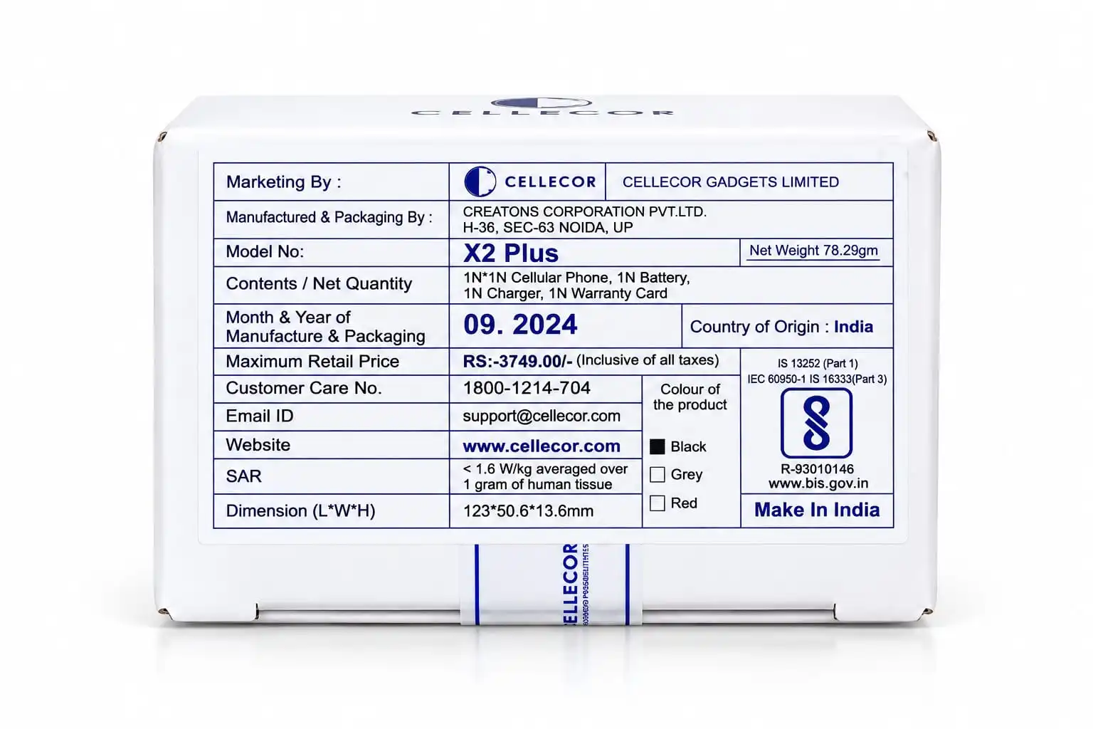 📱 Cellecor X2 Plus – Product Features 4.5 cm (1.8") Display With warrenty by site