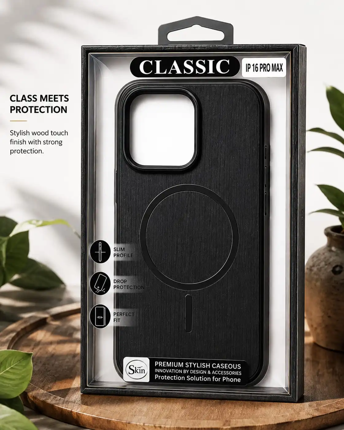 Iphone 16 pro max Premium wood-texture finish gives your phone a stylish and classy look.