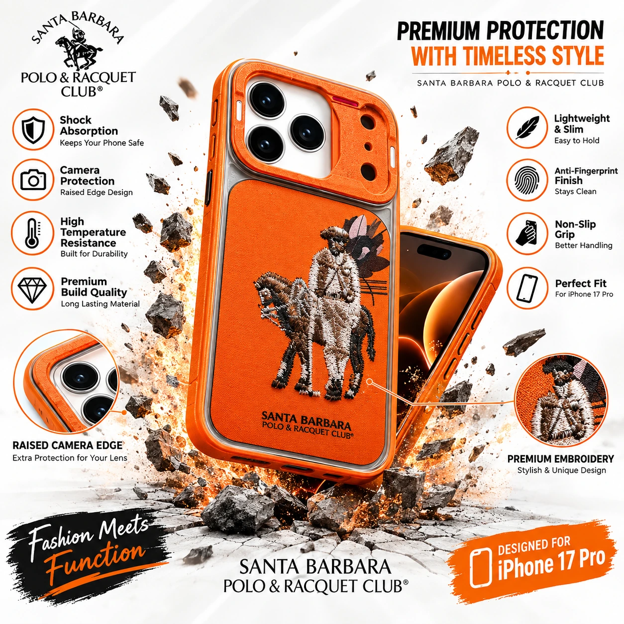 IPhone 17promax Premium Santa Barbara Polo & Racquet Club fashion phone case.