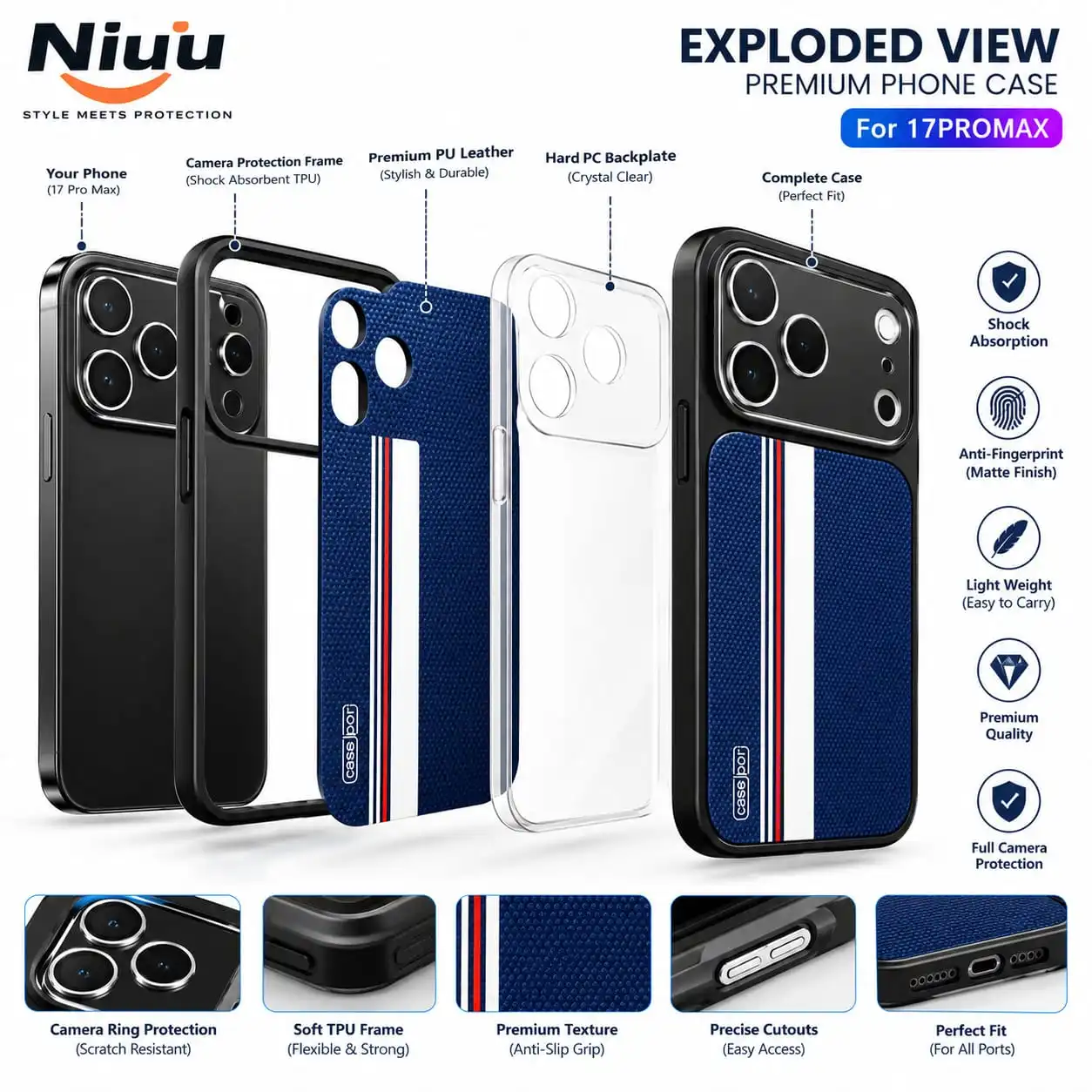 IPhone17promax Premium & Stylish Design: Modern and elegant look that gives your iPhone 17 Pro Max a premium appearance.