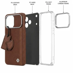 IPhone 17promax.Premium brown leather-finish design for a stylish and elegant look.