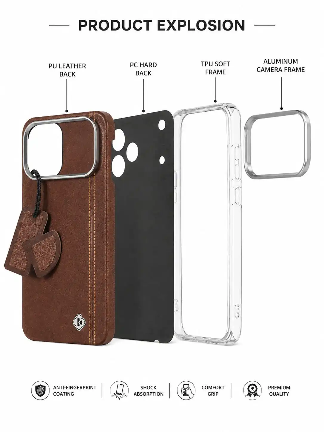 IPhone 17promax.Premium brown leather-finish design for a stylish and elegant look.