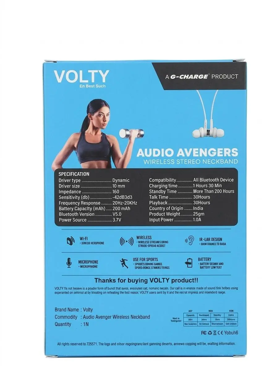 VOLTY Audio Avengers VL-02U – Product Lines 🎧 Stylish white wireless stereo neckband.